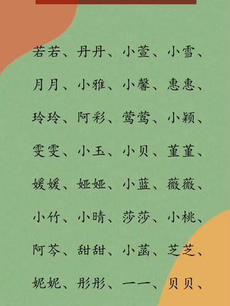 女孩起名字小名可爱好听